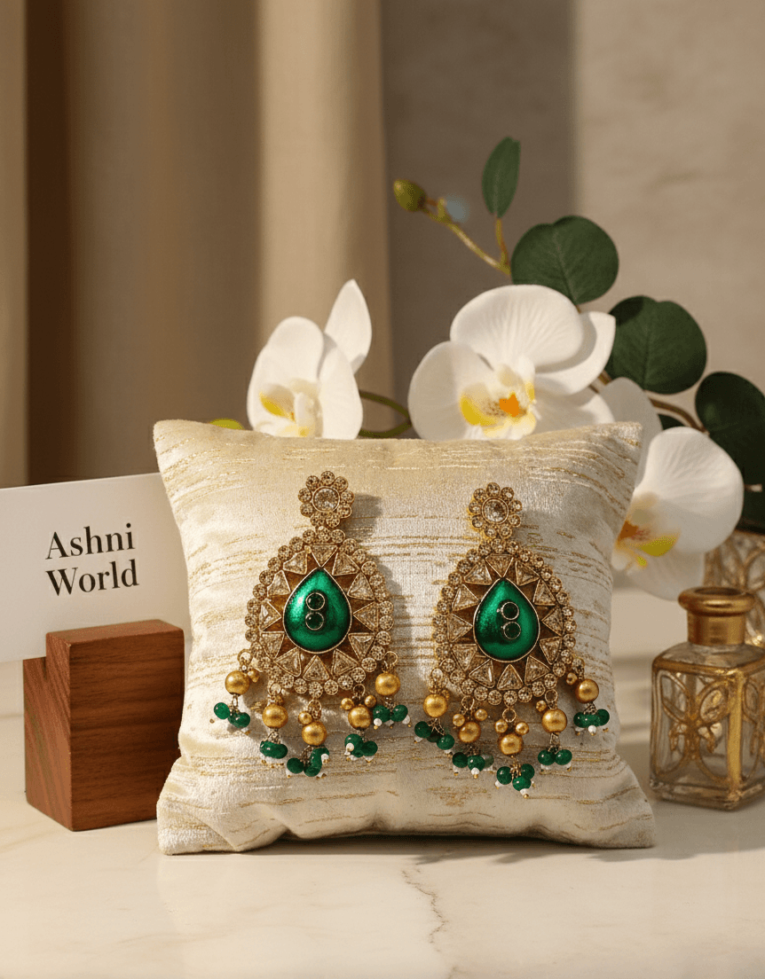 The Emerald Radiance Chandbali Earrings