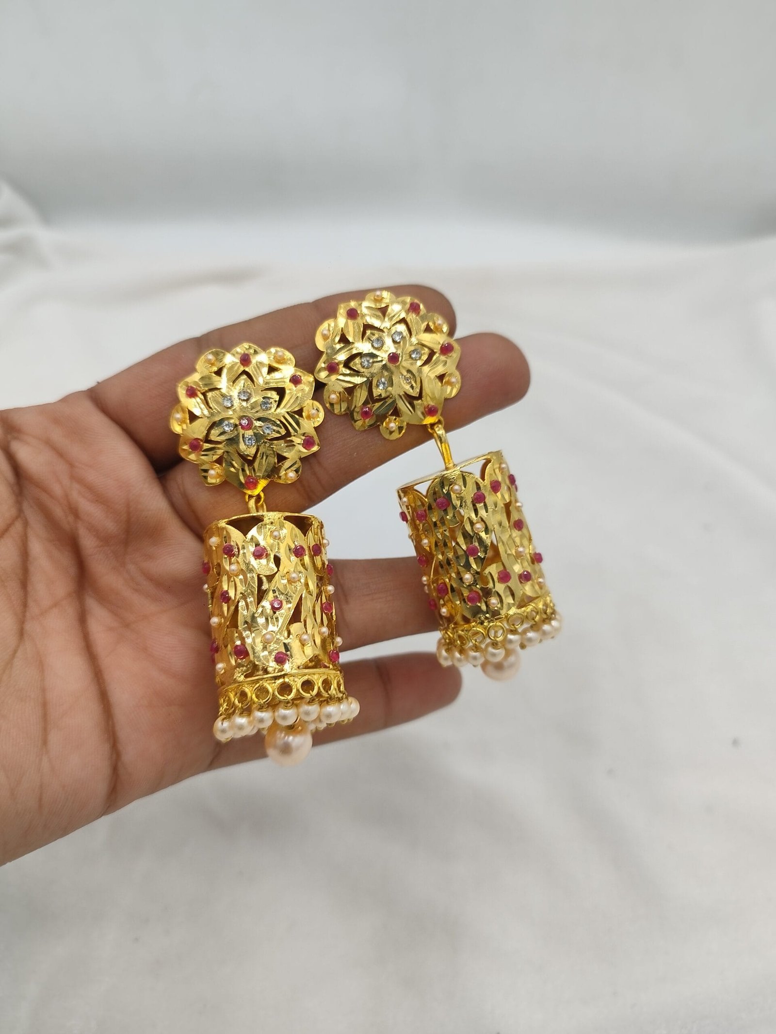 The Imperial Filigree Jhumka: A Symphony in Gold & Crimson