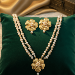 Real Pearl Floral Necklace Set