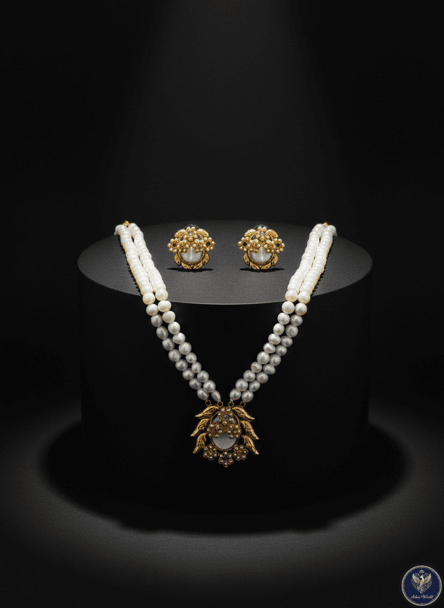 Regal Bloom Real Pearl Necklace Set