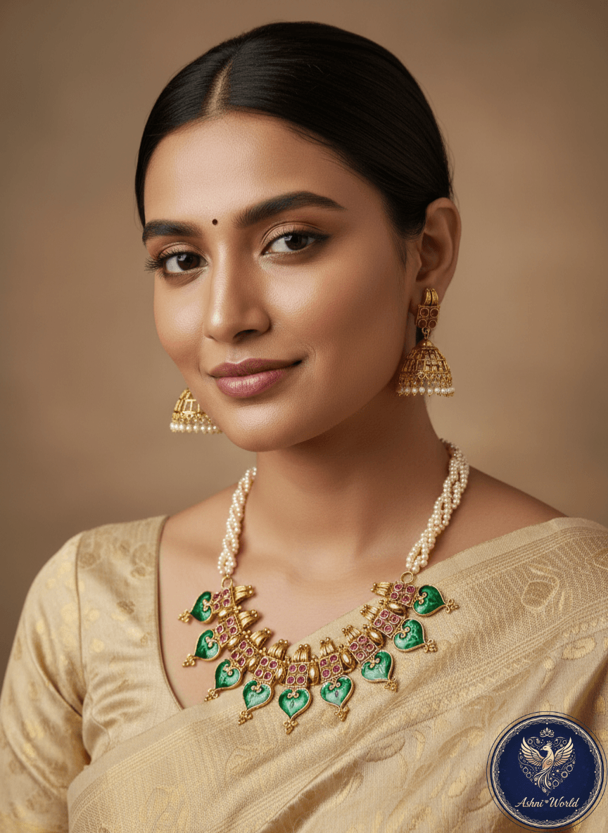 The Swarnali Heirloom: A Symphony of Pearls and Emerald Artistry