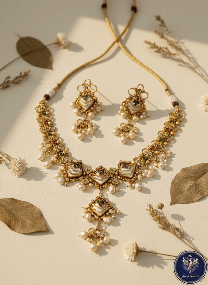 The Aurelian Heritage: Handcrafted Kundan & Pearl Ensemble