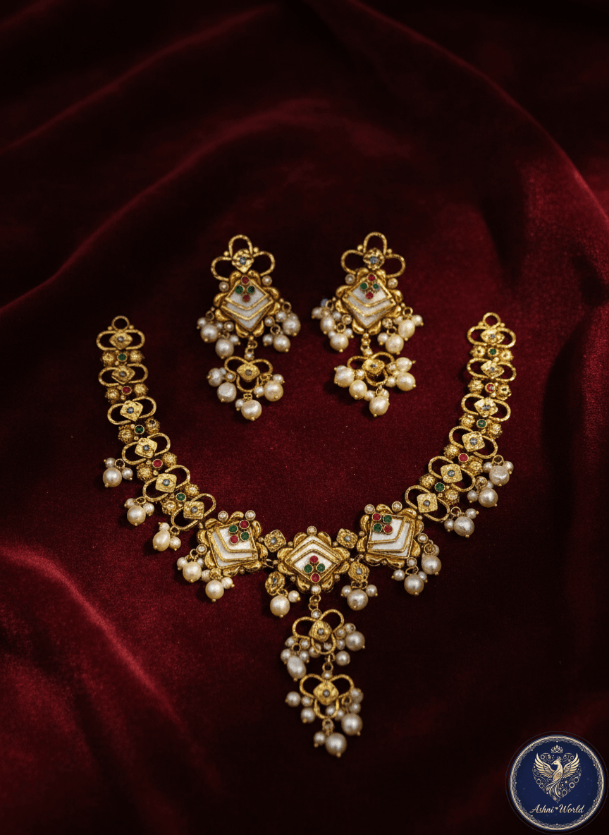 The Aurelian Heritage: Handcrafted Kundan & Pearl Ensemble