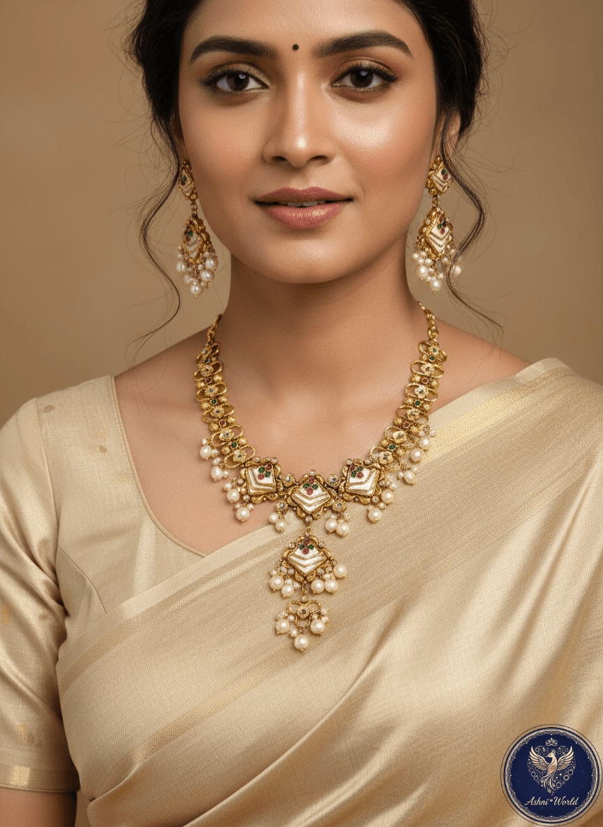 The Aurelian Heritage: Handcrafted Kundan & Pearl Ensemble