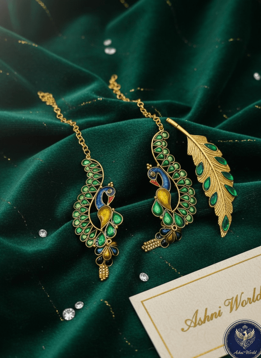 The Mayura Elegance: Hand-Enamelled Peacock Sahare Earrings