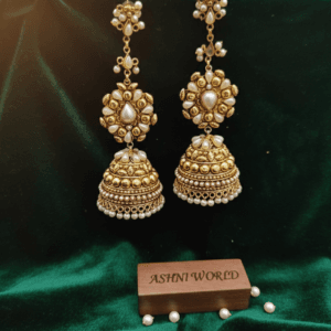 The Rajwadi Grandeur: Tiered Pearl & Gold Jhumkas