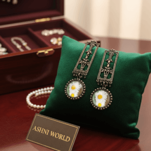 The Meadow Muse: Hand-Pressed Daisy & Antique Filigree Drop Earrings