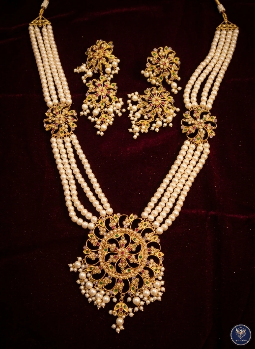 Maharani Shita Har: A Royal Multi-Layered Pearl & Gold-Toned Set