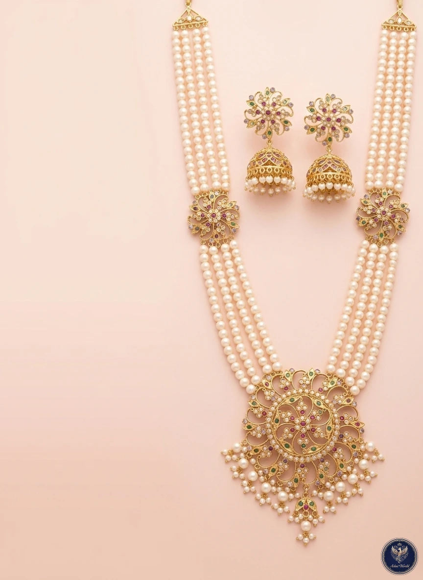 Maharani Shita Har: A Royal Multi-Layered Pearl & Gold-Toned Set