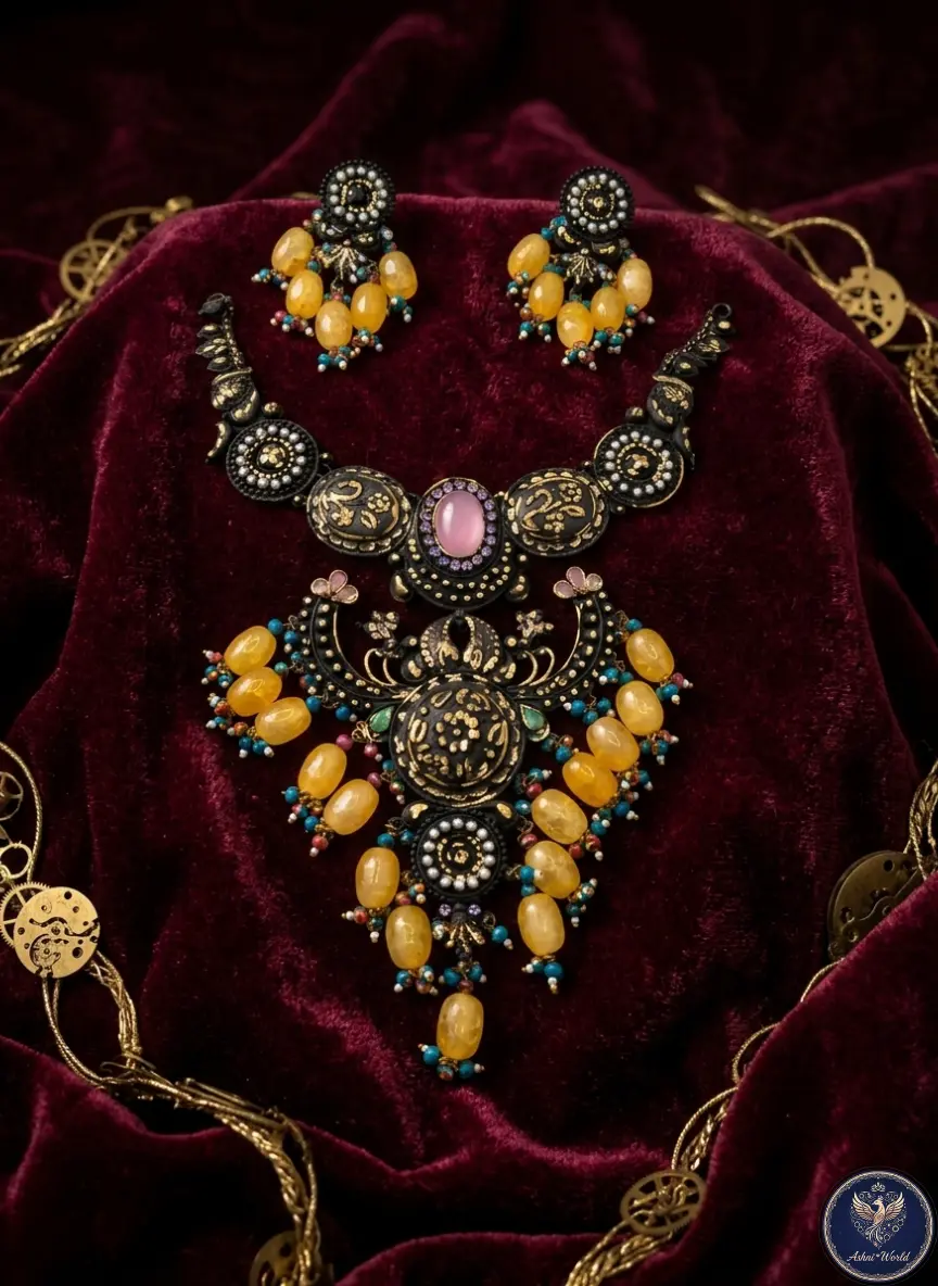 The Empress Nocturne: Hand-Enamelled Statement Set