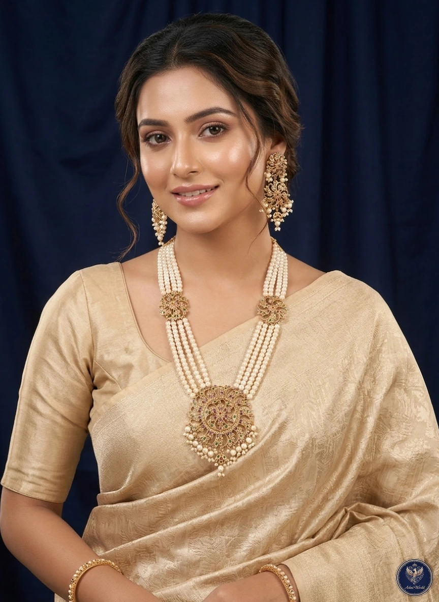 Maharani Shita Har: A Royal Multi-Layered Pearl & Gold-Toned Set