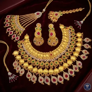 Royal Heritage Necklace Set (Necklace + Earrings + Tikli + Jhapta)