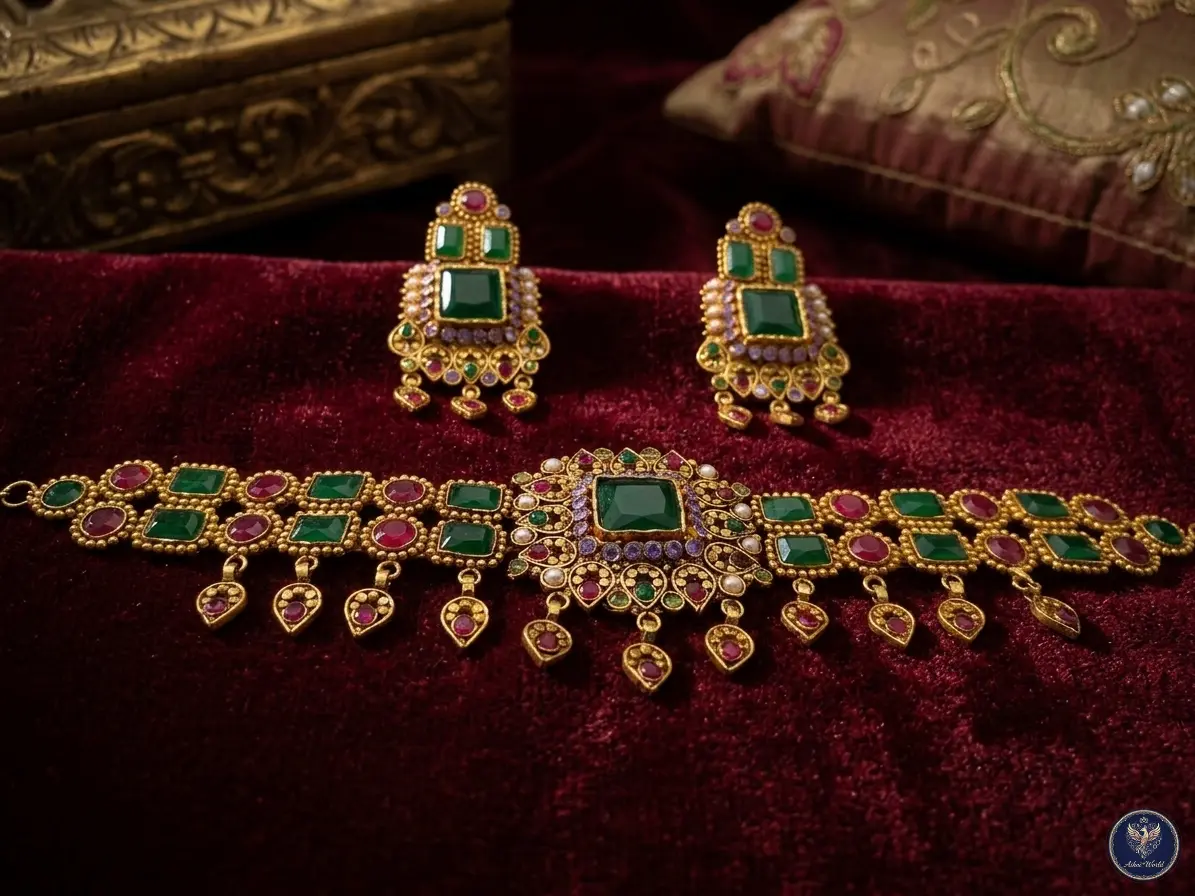 Royal Emerald Ruby Choker Set
