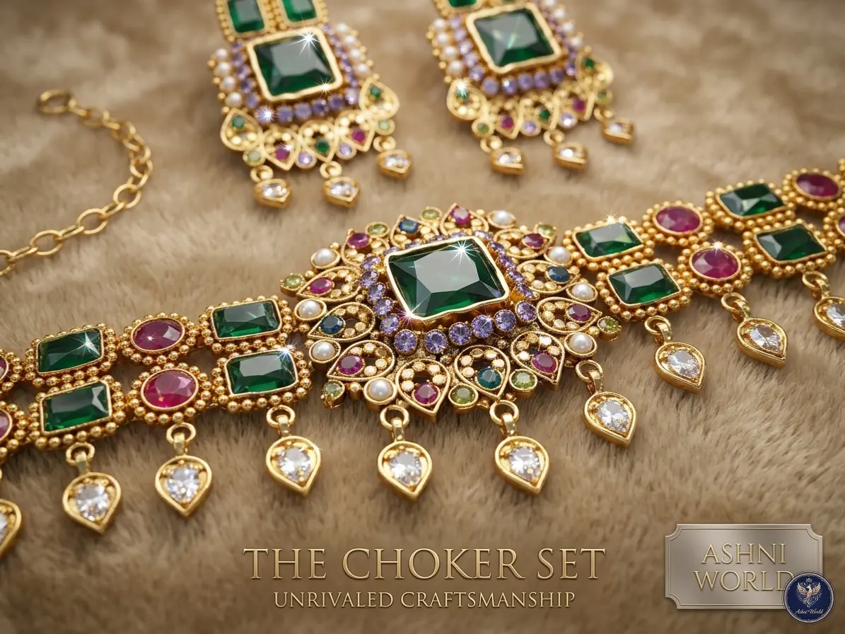 Royal Emerald Ruby Choker Set