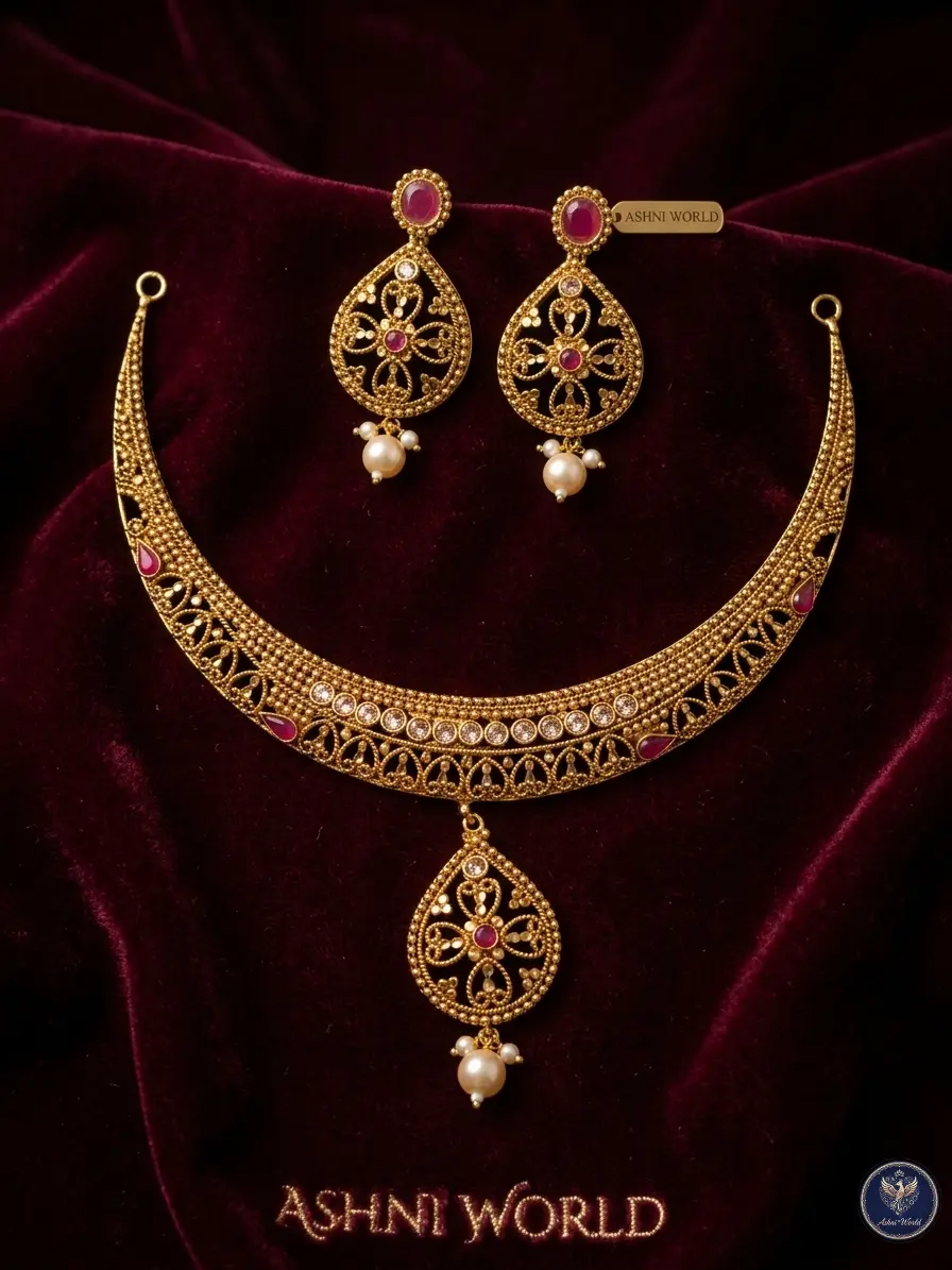 Raj Nandini Choker Set | Antique Gold Finish