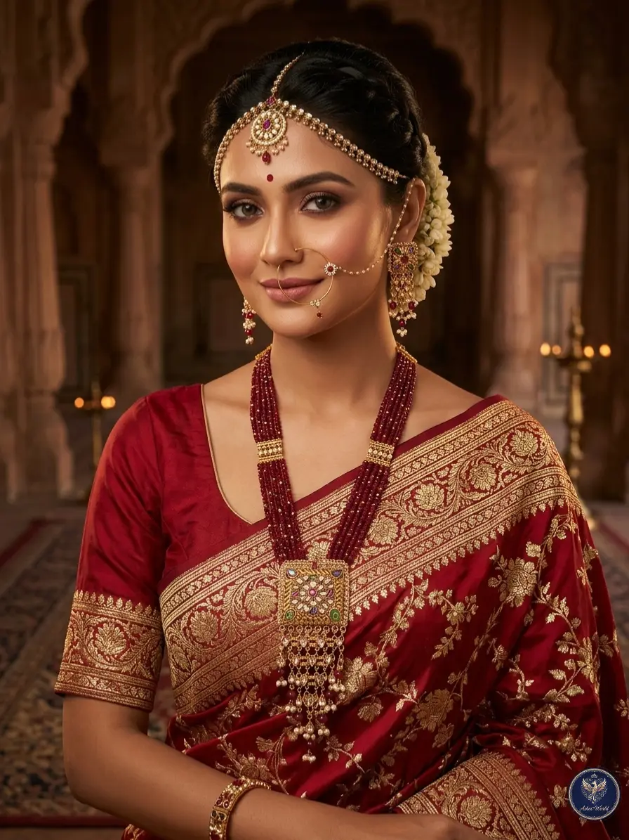 Premium Ruby Beaded Shita Har Set – Royal Bridal Statement Jewelry