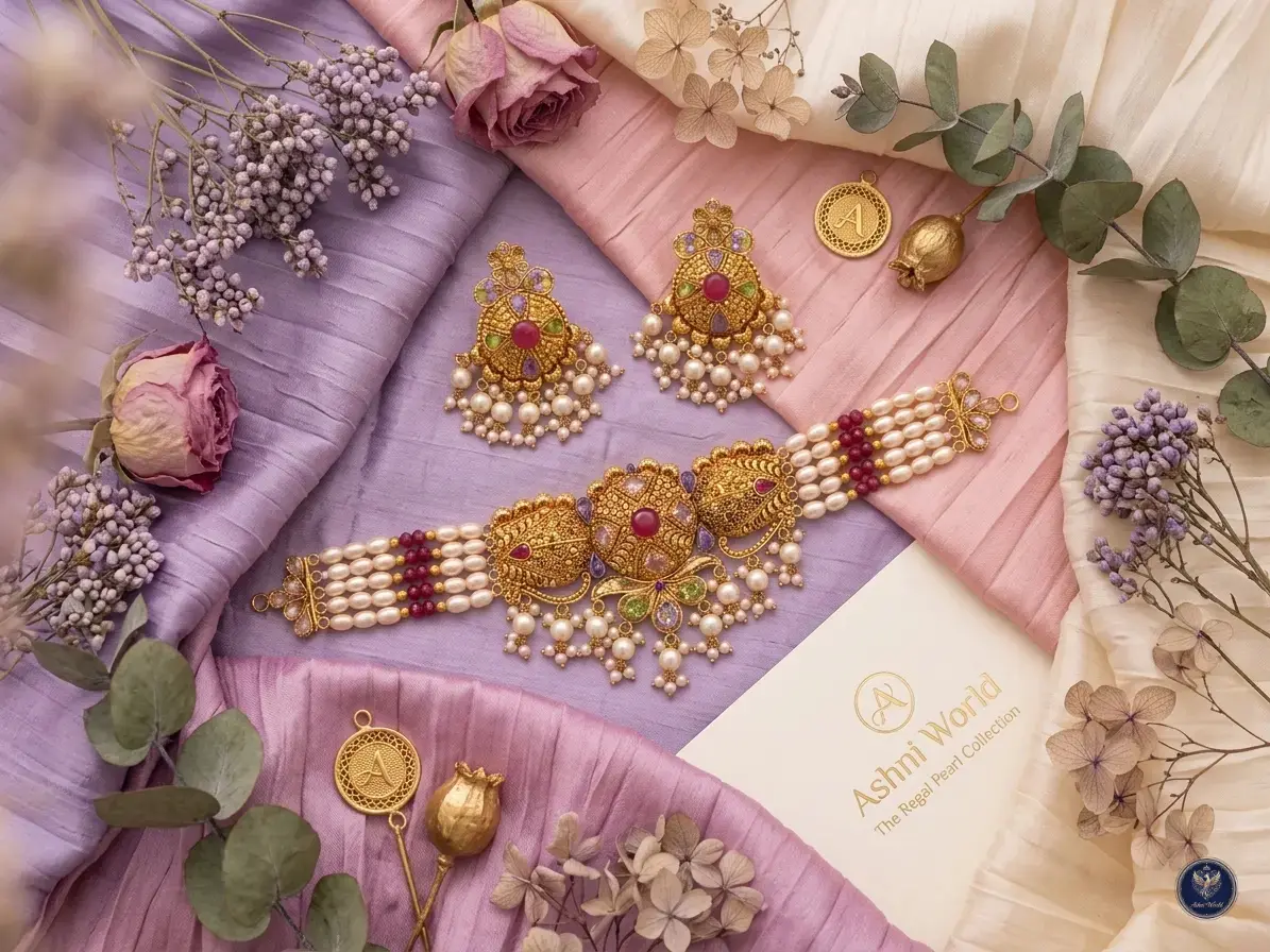 The Regal Pearl & Ruby Choker Set: A Masterpiece by Ashni World