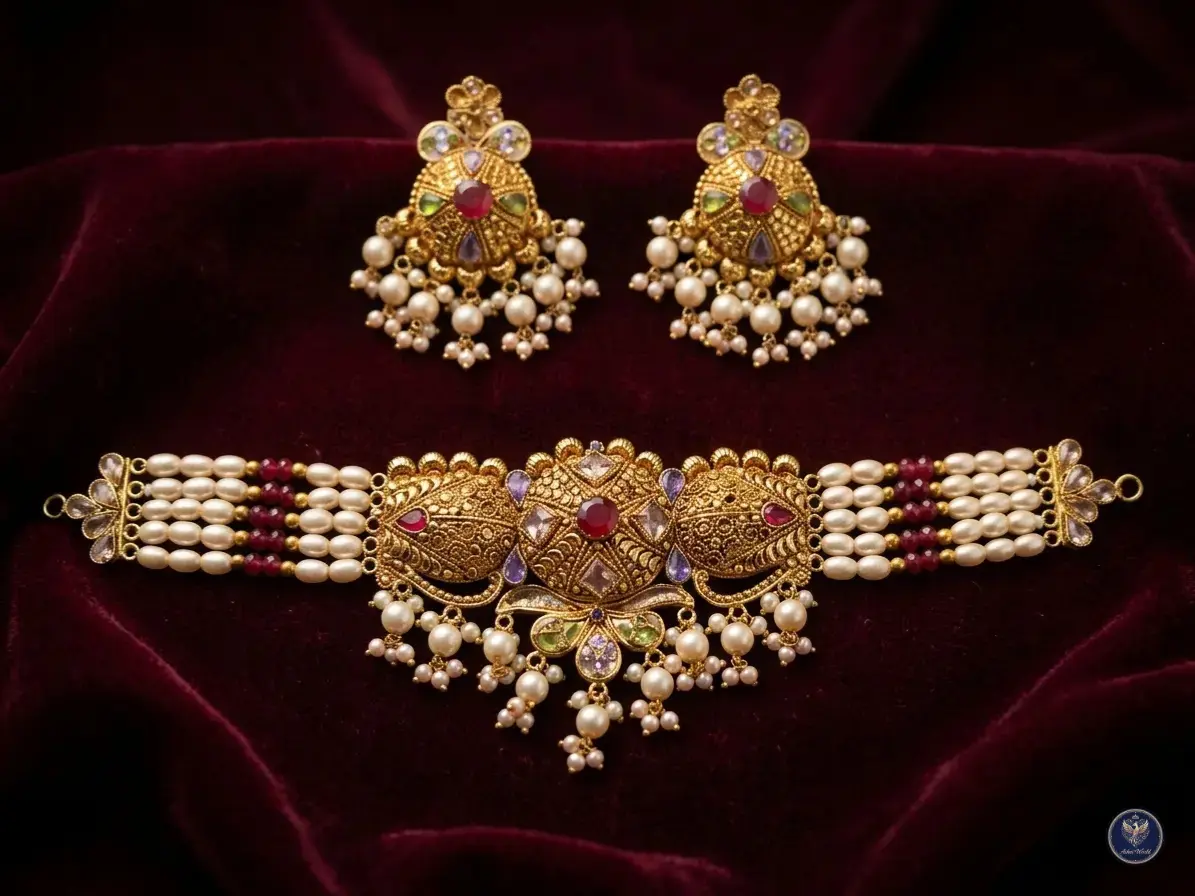 The Regal Pearl & Ruby Choker Set: A Masterpiece by Ashni World