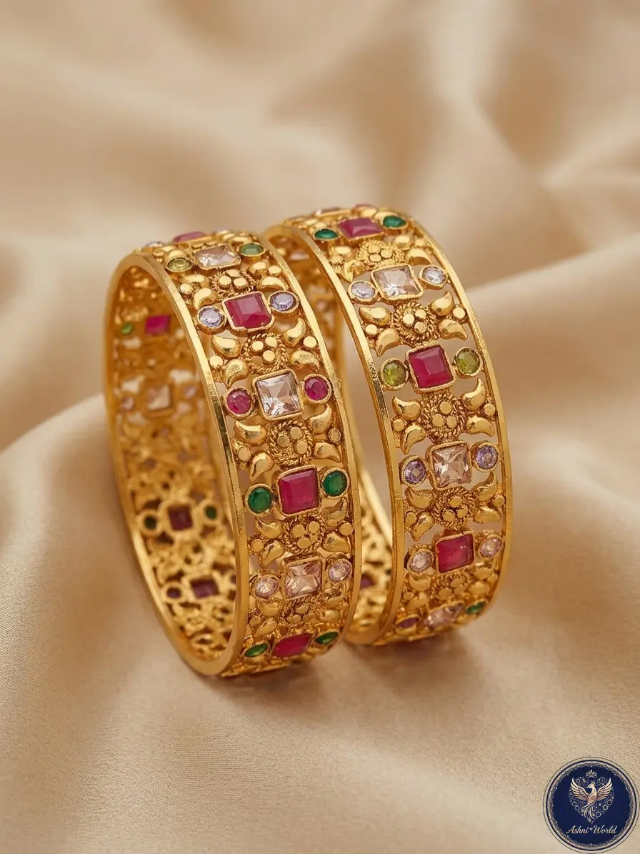 Luxury Gold Plated Stone Churi Set for Women – Premium Traditional Bridal Bangles