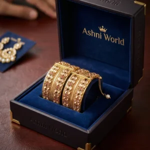 Handcrafted Gold-Toned Polki & Ruby Churi Pair
