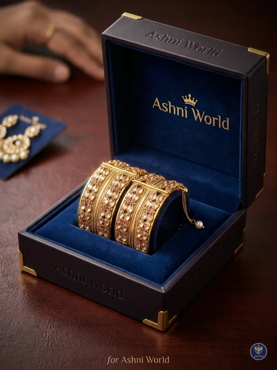Handcrafted Gold-Toned Polki & Ruby Churi Pair