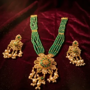 Imperial Emerald Radiance: Handcrafted Shita Har Set