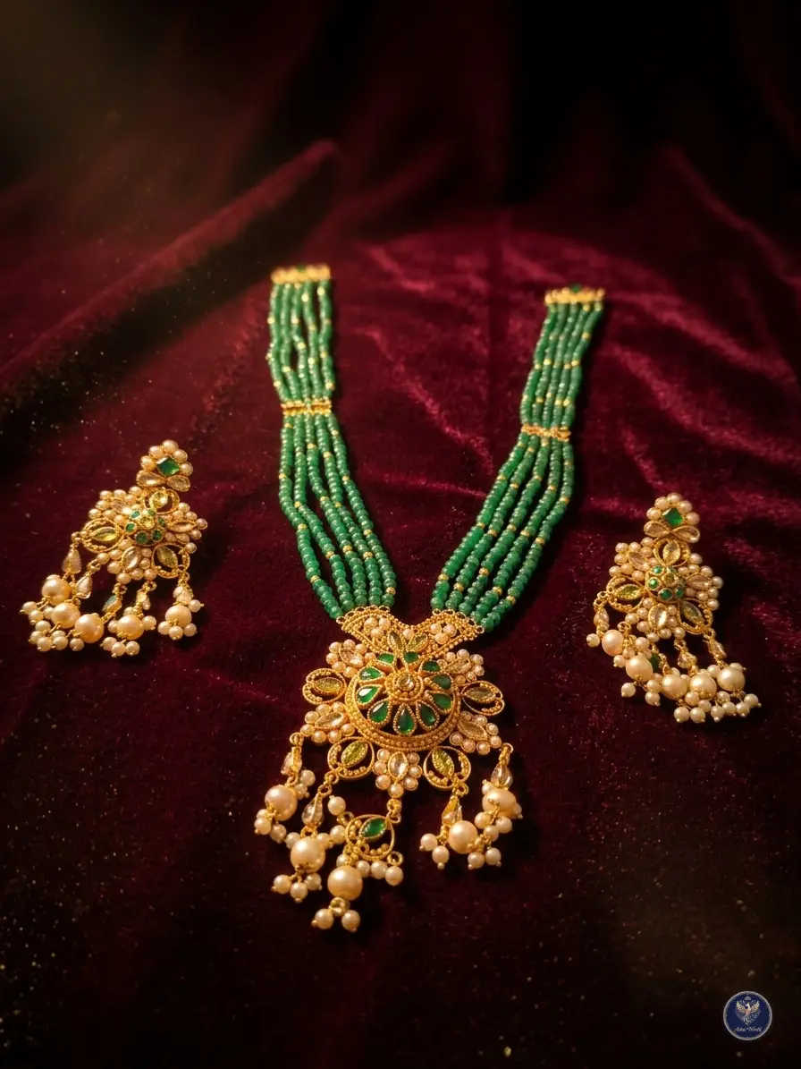 Imperial Emerald Radiance: Handcrafted Shita Har Set