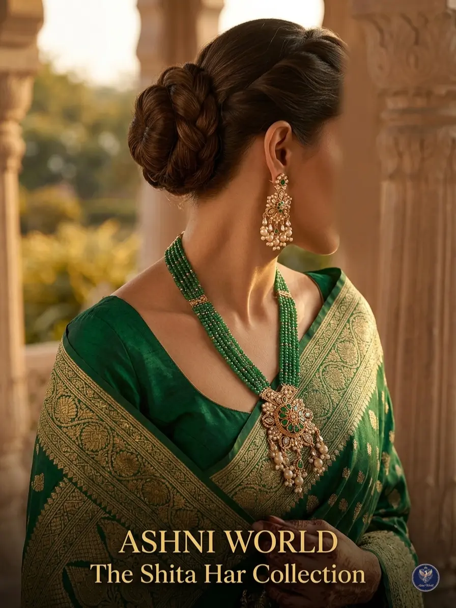 Imperial Emerald Radiance: Handcrafted Shita Har Set