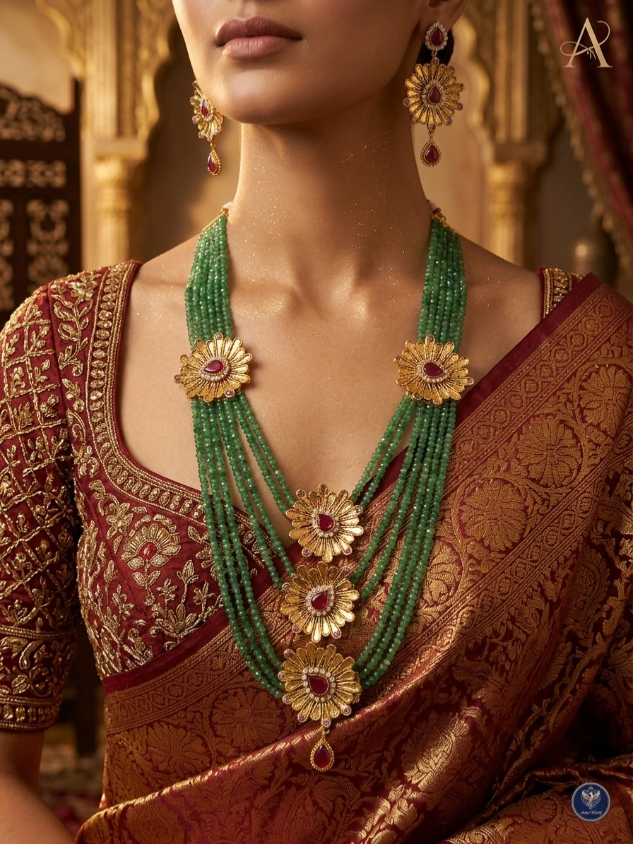 The Empress Floral Shita Har | A Symphony of Emerald & Gold