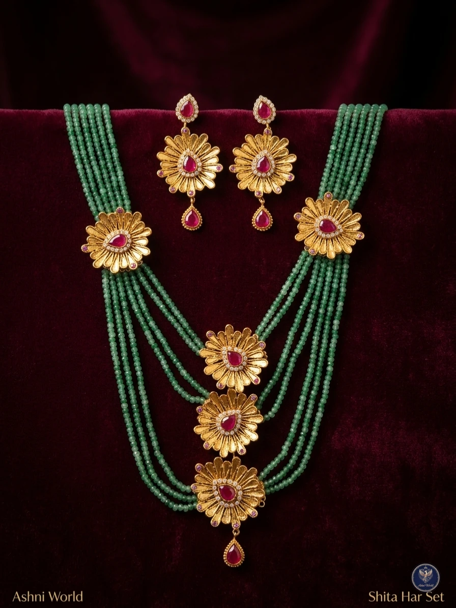 The Empress Floral Shita Har | A Symphony of Emerald & Gold