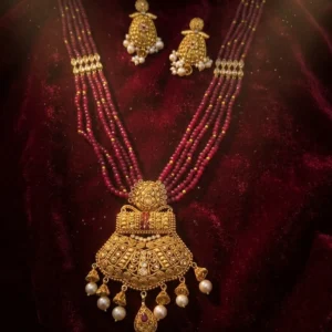 Handcrafted Ruby & Gold Filigree Shita Har Set