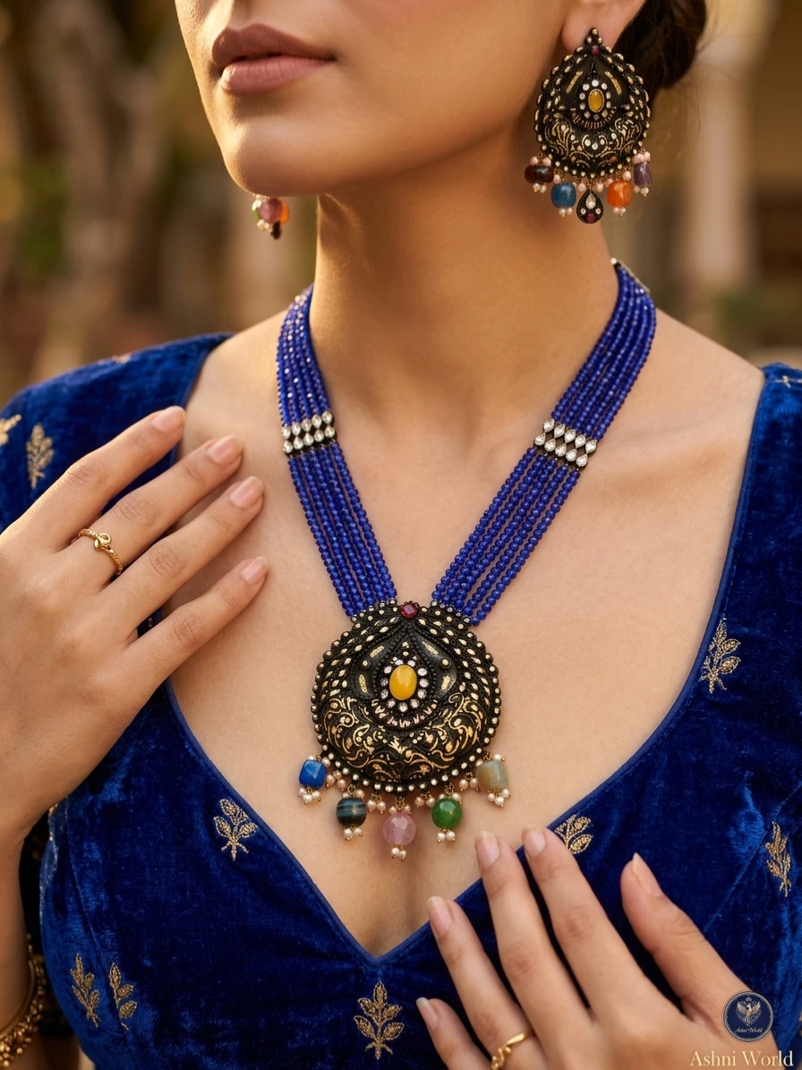 Handcrafted Shita Har | Traditional Meenakari & Multi-Gemstone Statement Set
