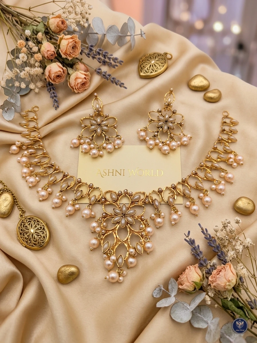 The Empress Floral Shita Haar | Gold-Plated Pearl Masterpiece