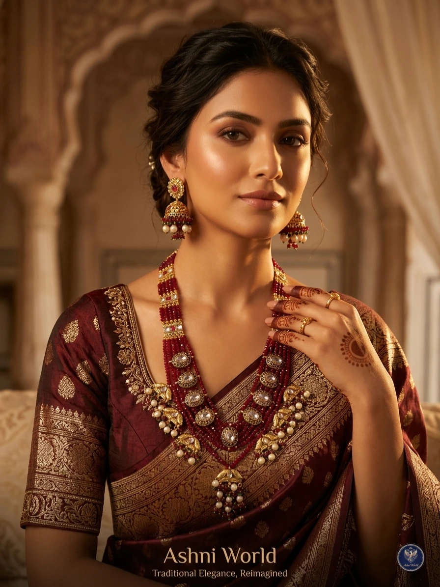 Royal Heritage Handcrafted Shita Har – A Timeless Crimson Legacy