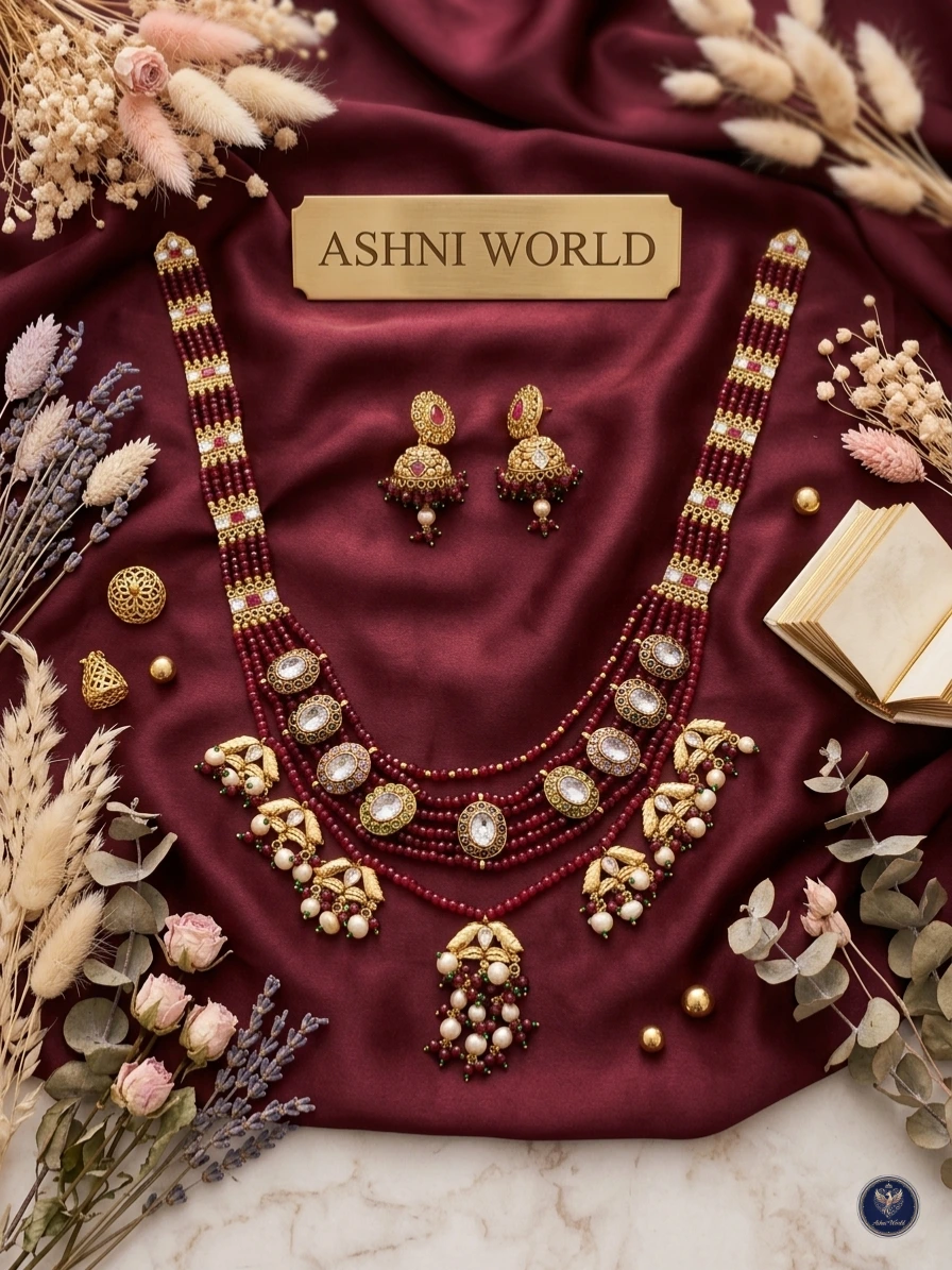 Royal Heritage Handcrafted Shita Har – A Timeless Crimson Legacy