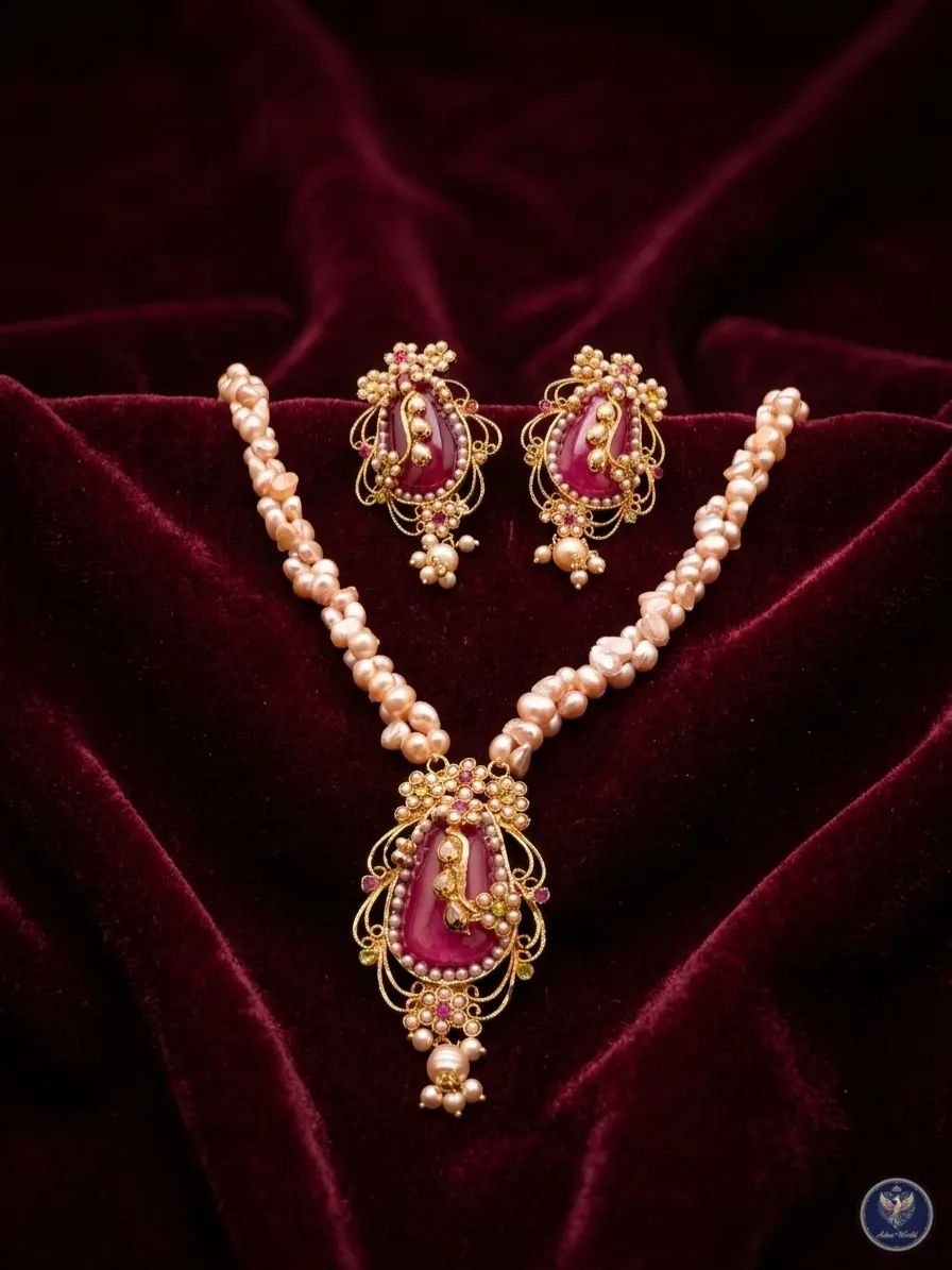 Handcrafted Ruby & Pearl Shita Har