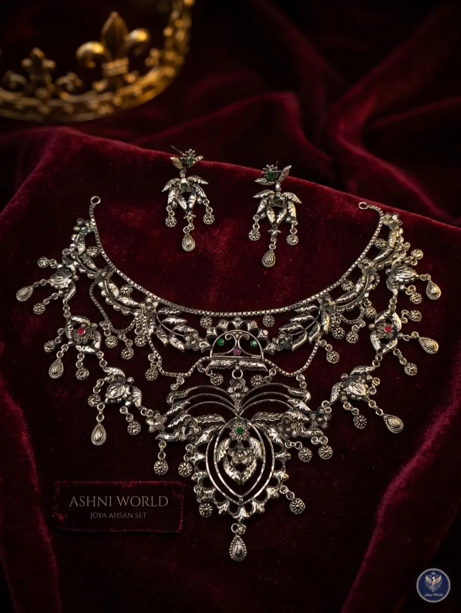 Joya Ahsan Oxidized Silver Necklace Set