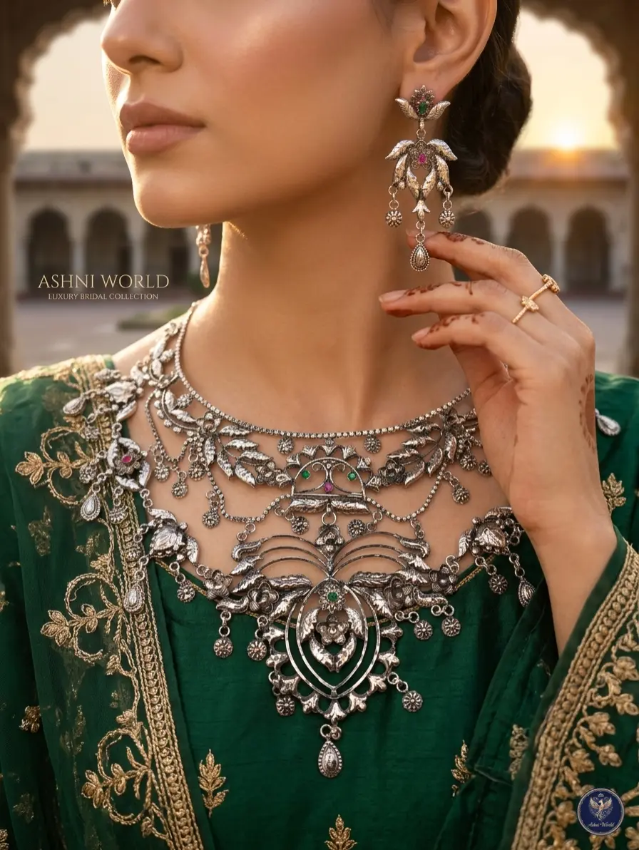 Joya Ahsan Oxidized Silver Necklace Set