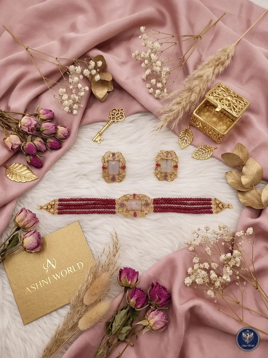 The Imperial Choker Set | A Symphony of Rubies & Moonlight