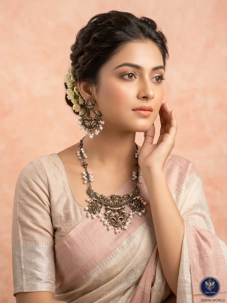 Antique Gold-Finish Pearl Necklace Set