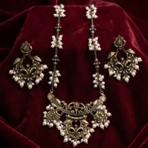 Antique Gold-Finish Pearl Necklace Set