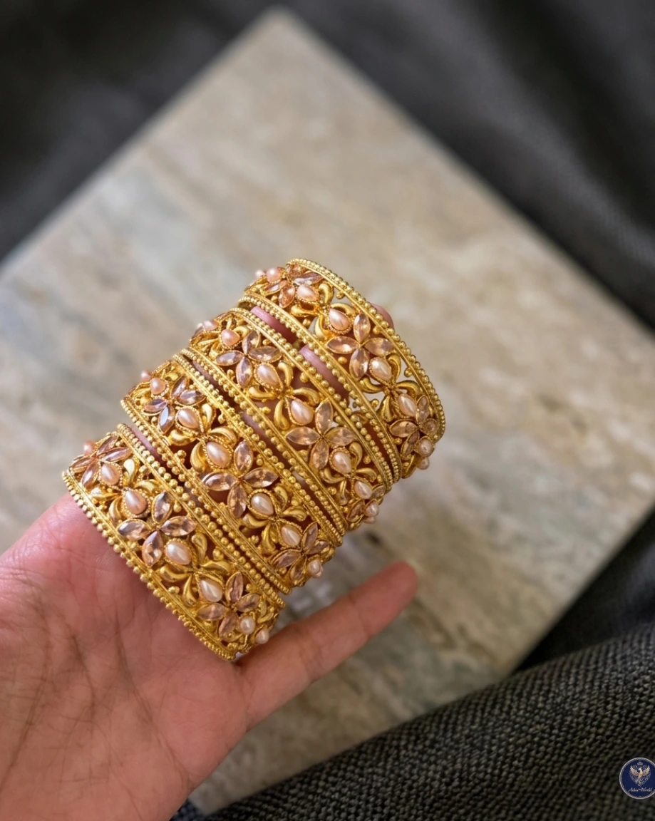 The Aishwarya Antique Floral Bangle Set