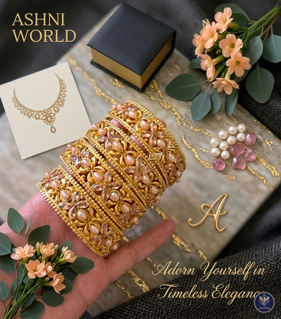 The Aishwarya Antique Floral Bangle Set