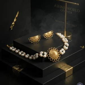 Real Pearl & Gold-Polished Heritage Necklace Set