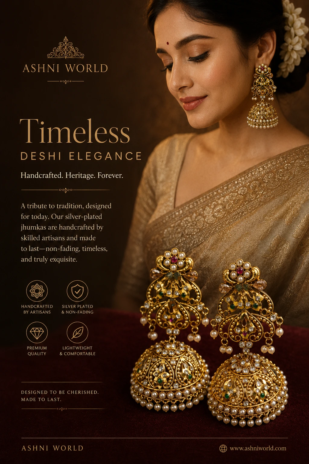 Royal Pearl Heritage Jhumka Earrings – Handcrafted Luxury