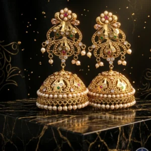 Royal Pearl Heritage Jhumka Earrings – Handcrafted Luxury