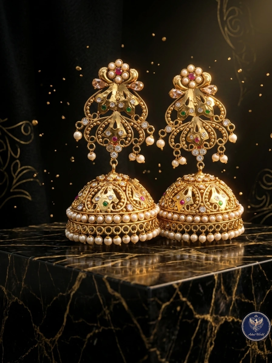 Royal Pearl Heritage Jhumka Earrings – Handcrafted Luxury