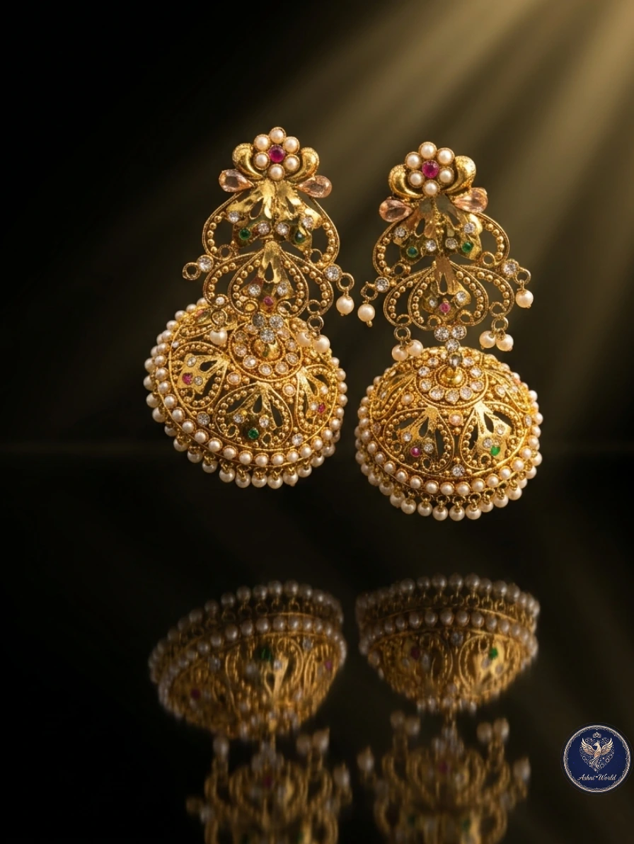 Royal Pearl Heritage Jhumka Earrings – Handcrafted Luxury