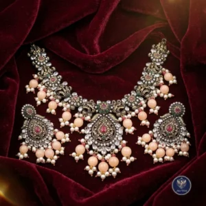 Antique Silver & Peach Pearl Bridal