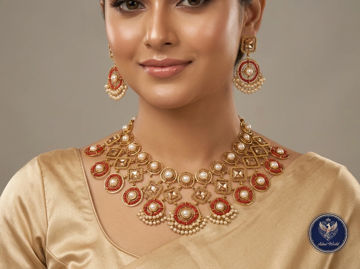 Rajkumari Heritage Pearl & Kundan Necklace Set